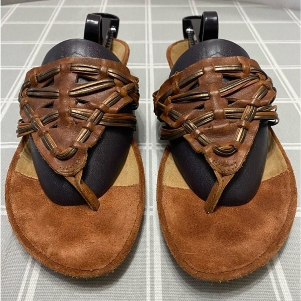 Clarks Artisan Brown Slip on Shoes Sandals Womens Strappy Leather 8 M  87087